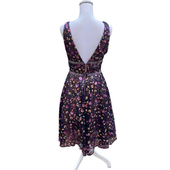 Bronx And Banco Barbara Flared Dress Purple Sequin Women's Size 6 - Picture 4 of 8